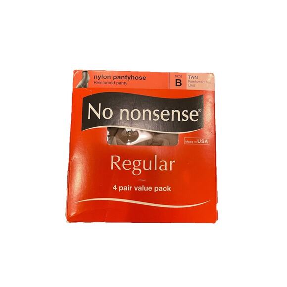 No Nonsense Nylon Pantyhose Reinforced‎ Panty and Toe Size B Tan 4 Pair Pack - Picture 1 of 4